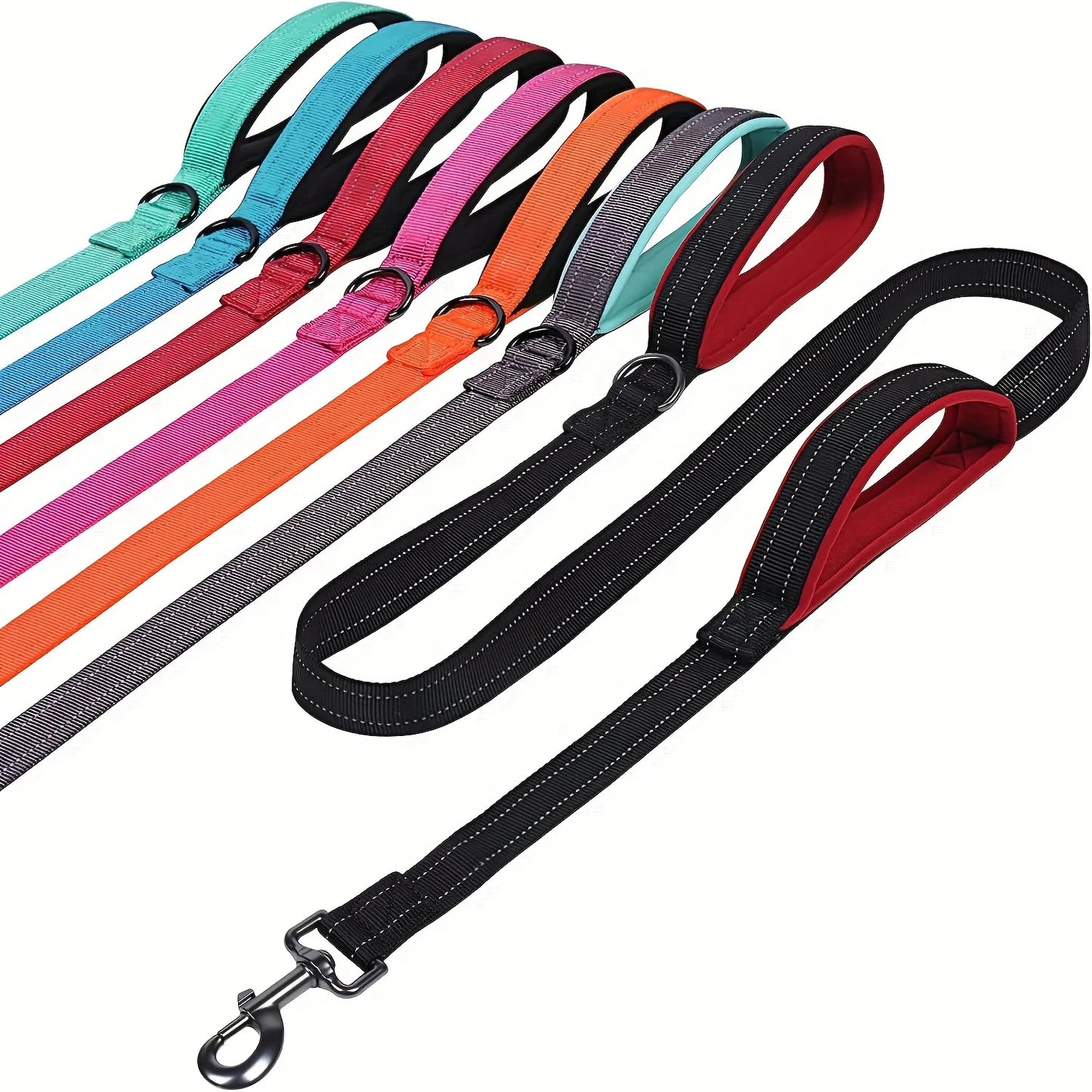 Double Handle Dog Leash, Double-Sided Reflective Night Safety, Heavy Duty for and Extra Large and Me