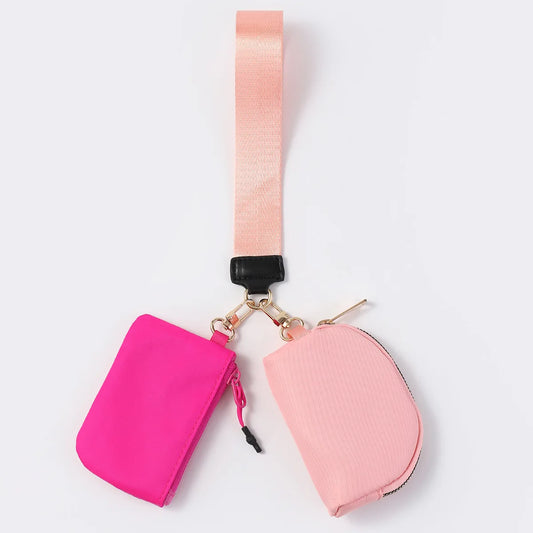 Mini Portable LULU Inspired Wristlet Bag Fashion Color Block Nylon Waterproof Key Storage Pouch - Trendy Coin Purse