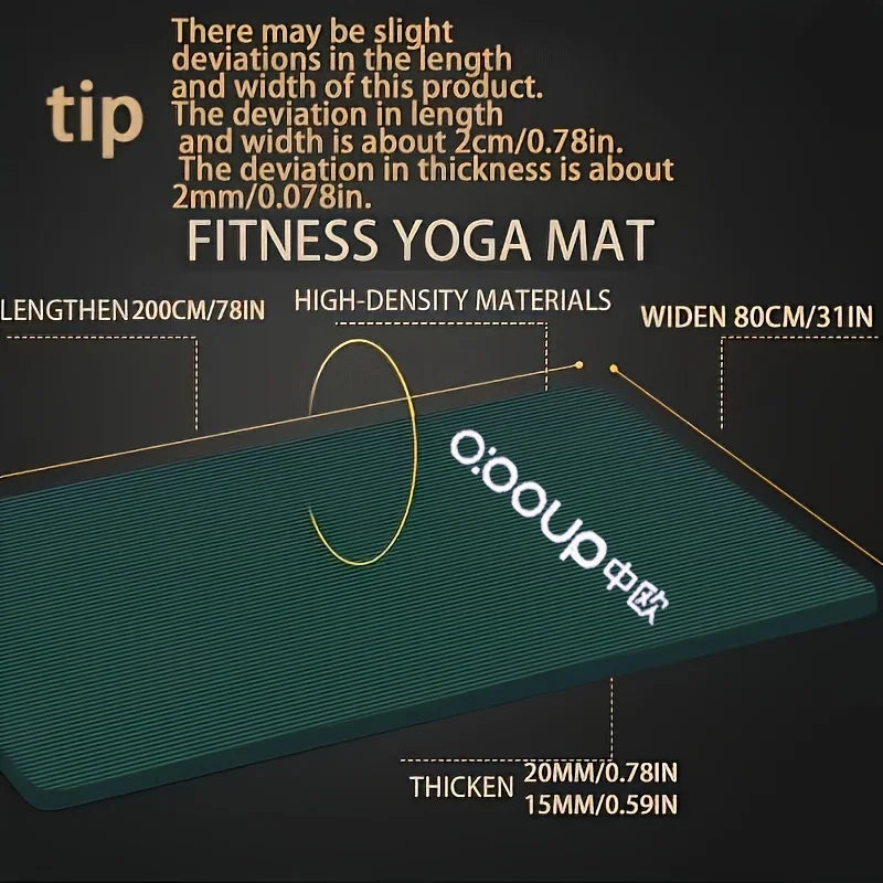 NBR Yoga Mat - 15/20mm Thick, Moisture-Proof, Non-Slip, Durable for Outdoor Use - 200x80cm Fitness and Exercise Mat
