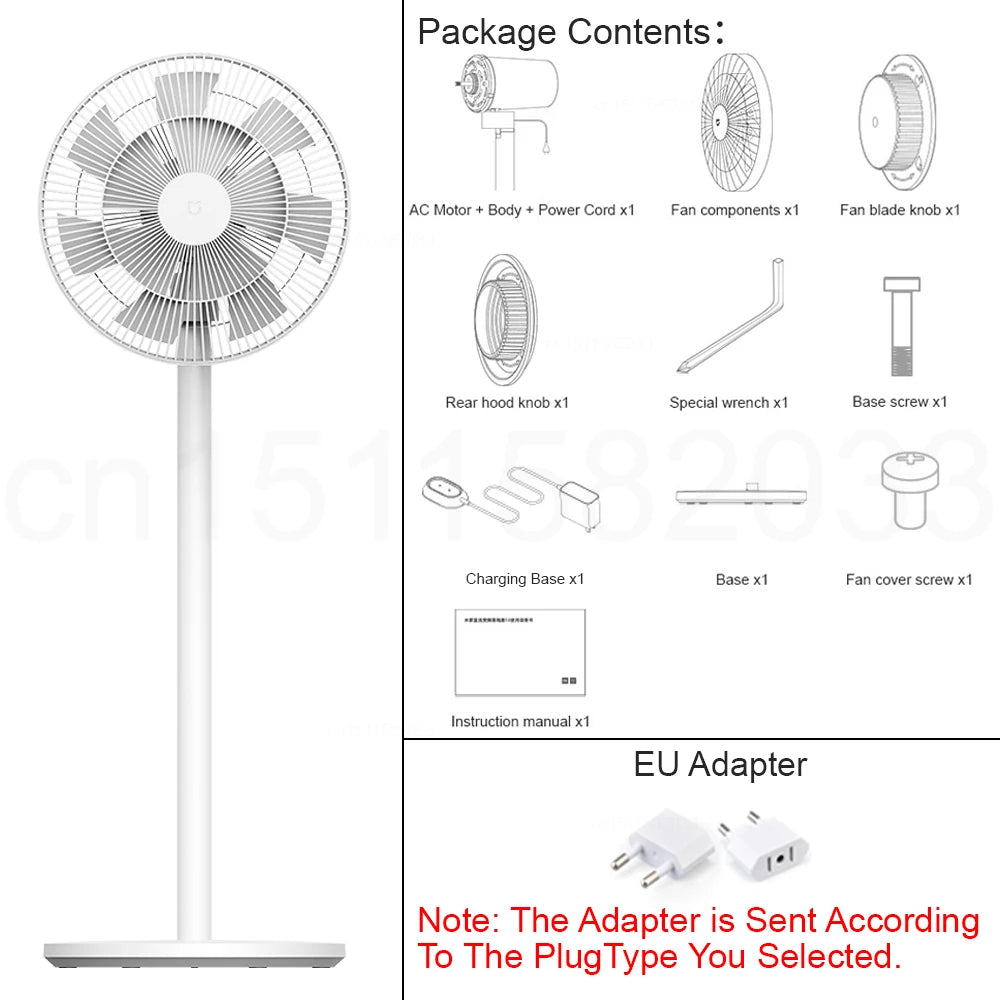 MIJIA Smart DC Inverter Circulation Floor Fan Battery Version,13M Long-Range Airflow,11.7H Wireless Use,150° Oscillation