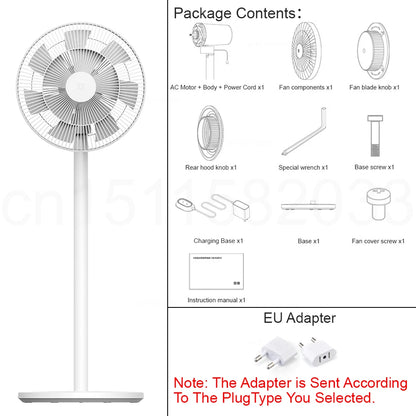 MIJIA Smart DC Inverter Circulation Floor Fan Battery Version,13M Long-Range Airflow,11.7H Wireless Use,150° Oscillation