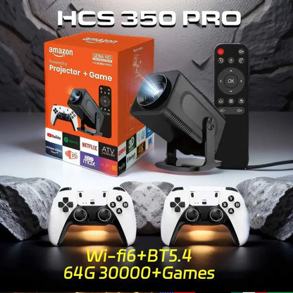 HCS350 Pro Retro Video Game Consoles Android12.0 TV OS A53 System WIFI Portable Intelligent Projector 720P Projector